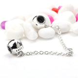 925 Sterling Silver Safety Chain Drum Shape Bead Charm for Bracelet Bangle