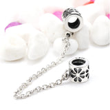 925 Silver Safety Chain Wire Bead Bow Petal Beads Fit Europe Bracelet