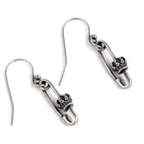 925 Silver Safety Pin Long Earrings for Women