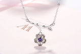 925 Silver Sakura Flower Pendant Necklace Cherry Blossoms Choker Chain Jewelry