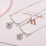 925 Silver Sakura Flower Pendant Necklace Cherry Blossoms Choker Chain Jewelry