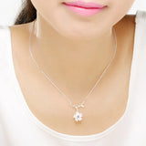 925 Silver Sakura Necklace Cherry Blossoms Fine Jewelry for Woman