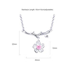 925 Silver Sakura Necklace Cherry Blossoms Fine Jewelry for Woman