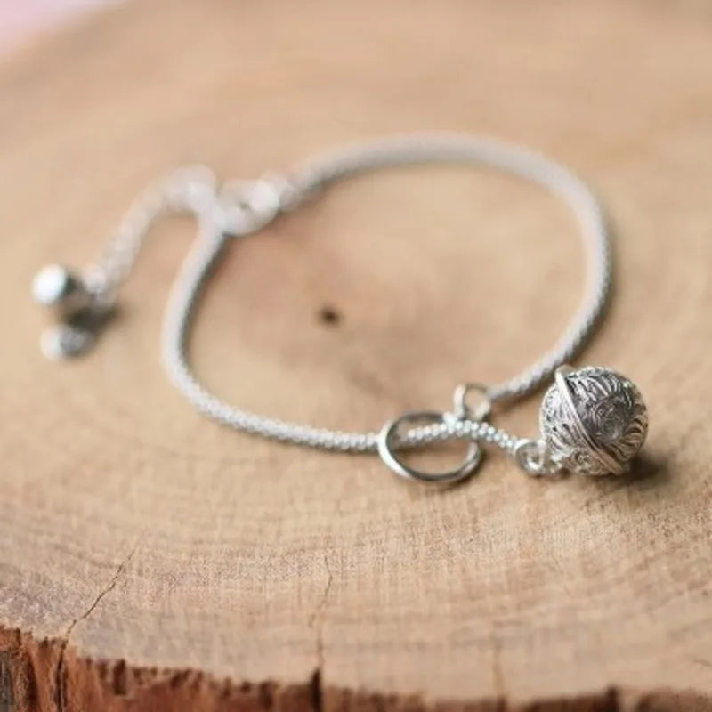 925 Silver Bell Chain Bracelet Women