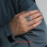 925 Silver Samurai Cat Rings Christmas Gift Men Women Jewelry Charms