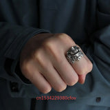 925 Silver Samurai Cat Rings Christmas Gift Men Women Jewelry Charms