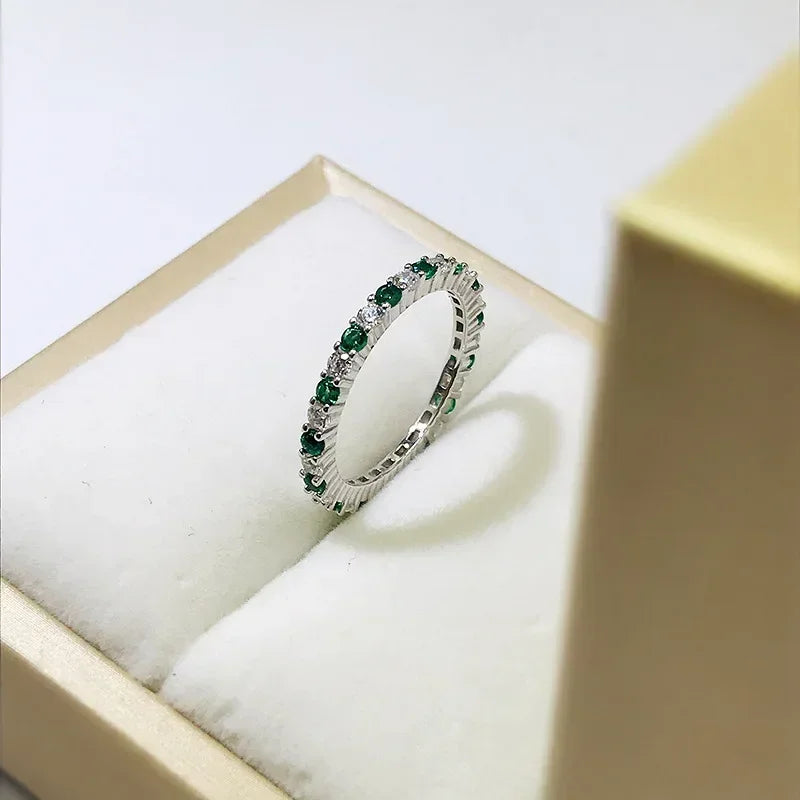 925 Silver Sapphire Ruby Emerald Moissanite Wedding Rings