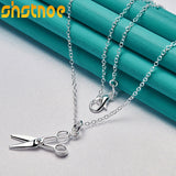 925 Silver Scissors Pendant Necklace 16-30 Inch Chain Women Wedding Jewelry