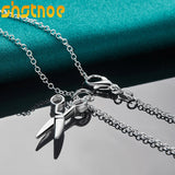 925 Silver Scissors Pendant Necklace 16-30 Inch Chain Women Wedding Jewelry