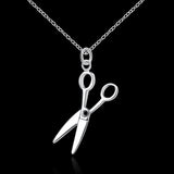 925 Silver Scissors Pendant Necklace 16-30 Inch Chain Women Party Engagement