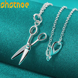 925 Silver Scissors Pendant Necklace 16-30 Inch Chain Women Wedding Jewelry