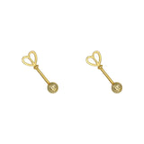925 Sterling Silver Heart Earrings Screw Clasp for Women