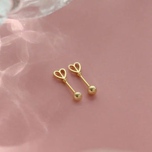 925 Sterling Silver Heart Earrings Screw Clasp for Women
