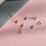 925 Sterling Silver Heart Earrings Screw Clasp for Women