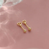925 Sterling Silver Heart Earrings Screw Clasp for Women