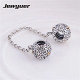 925 Silver Screw Lock Safety Chain Charms Golden Flower for Bracelet DIY