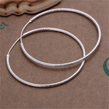 925 Silver Scrub Matte Round Circle 50mm Big Hoop Earrings Women Jewelry