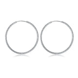 925 Silver Scrub Matte Round Circle 50mm Big Hoop Earrings Women Jewelry