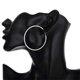 925 Silver Scrub Matte Round Circle 50mm Big Hoop Earrings Women Jewelry