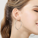 925 Silver Scrub Matte Round Circle 50mm Big Hoop Earrings Women Jewelry