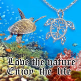 Sterling Silver Sea Turtle Necklace Tree of Life Pendant for Mom