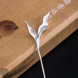 925 Silver Seaweed Brooch Pin Chinese Style Vintage Jewelry