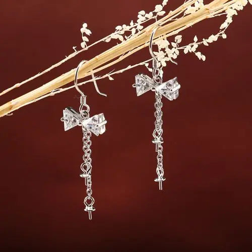 925 Silver Semi Mount Earrings 5-10mm Pearl or Bead Crystal