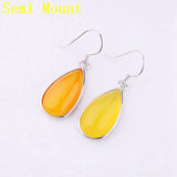 925 Silver Semi Mount Hook Earrings for Amber Setting