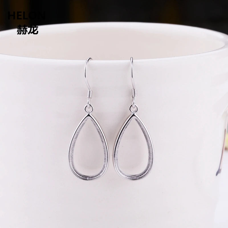 925 Silver Semi Mount Hook Earrings for Amber Setting