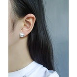 925 Silver Semicircle Stud Earrings Small Pea Ear Studs Female Jewelry