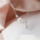 925 Silver Shell Daisy Anklet Tassel Zircon Boho Jewelry Bijoux Femme