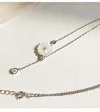 925 Silver Shell Daisy Charm Pendant Necklace Romantic Gift