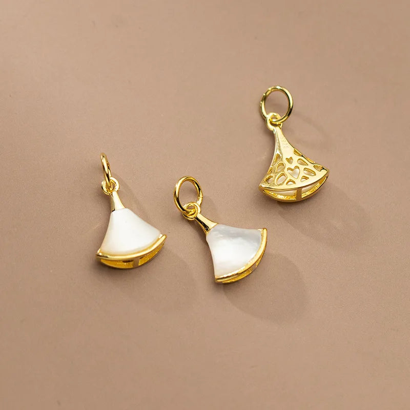 925 Silver Ginkgo Leaf Necklace Earring Charm DIY Jewelry Making