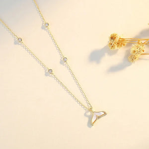 925 Silver Mermaid Tail Necklace with Zircon Beads