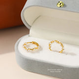 925 Silver Shell Pearl Circle Earrings Women French High Ear Jewelry