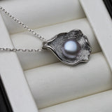 925 Silver Shell Pendant w/ Freshwater Pearl Necklace