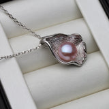925 Silver Shell Pendant w/ Freshwater Pearl Necklace