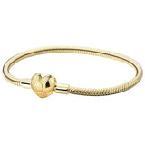 925 Sterling Silver Heart Padlock Clasp Bracelet for Bead Charm DIY Jewelry