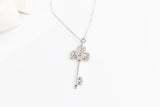 925 Silver Diamond Key Pendant Necklace for Women