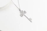 925 Silver Diamond Key Pendant Necklace for Women