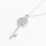 925 Silver Diamond Key Pendant Necklace for Women