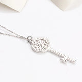 925 Silver Diamond Key Pendant Necklace for Women