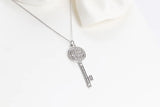 925 Silver Diamond Key Pendant Necklace for Women
