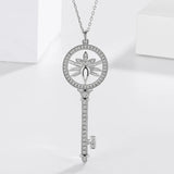 925 Silver Diamond Key Pendant Necklace for Women