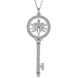 925 Silver Diamond Key Pendant Necklace for Women