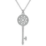 925 Silver Diamond Key Pendant Necklace for Women
