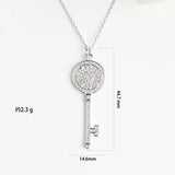 925 Silver Diamond Key Pendant Necklace for Women