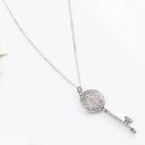 925 Silver Diamond Key Pendant Necklace for Women