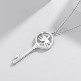 925 Silver Diamond Key Pendant Necklace for Women