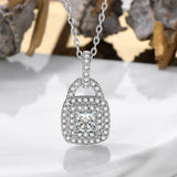 925 Silver Diamond Lock Pendant Necklace Women Chain Romantic Jewelry
